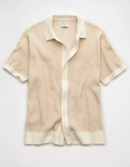 AE Striped Button-Up Sweater Polo