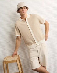 AE Striped Button-Up Sweater Polo