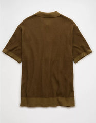 AE Striped Button-Up Sweater Polo