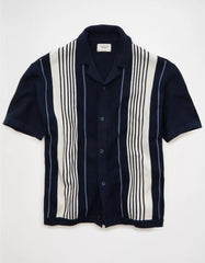 AE Striped Button-Up Sweater Polo