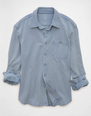 AE Relaxed Fit Knit Button-Up Shirt
