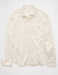 AE Relaxed Fit Knit Button-Up Shirt
