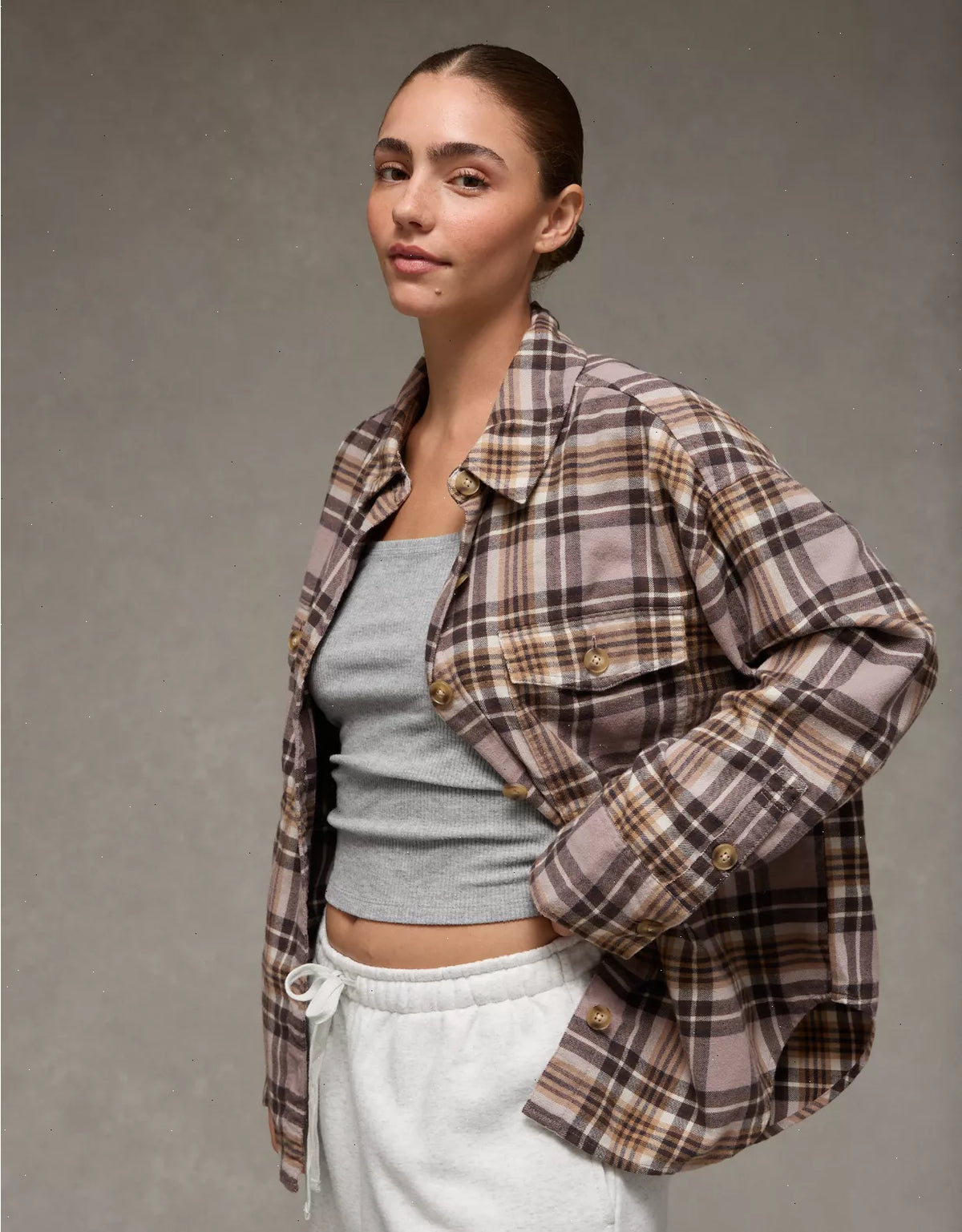 AE Plaid Button-Up Shirt