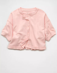 AE Saturday Fleece Button-Up Cardigan Sweater