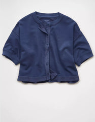 AE Saturday Fleece Button-Up Cardigan Sweater