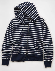 AE Laidback Luxe Striped Full-Zip Hoodie