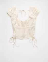 AE Side-Tie Lace-Up Blouse