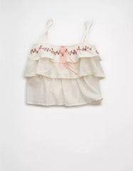 AE Embroidered Ruffle Cami Top