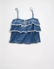 AE Embroidered Ruffle Cami Top