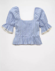 AE Puff Sleeve Pintuck Blouse