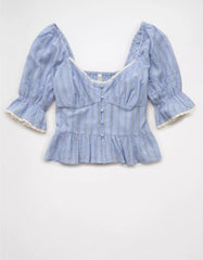 AE Puff Sleeve Pintuck Blouse