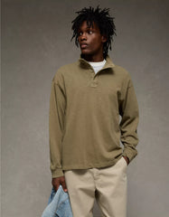 AE Boxy Long-Sleeve Mock Neck Shirt