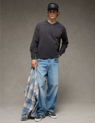 AE Boxy Long-Sleeve V-Neck T-Shirt