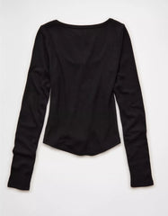 AE Waffle Long Sleeve Button-Up Tee