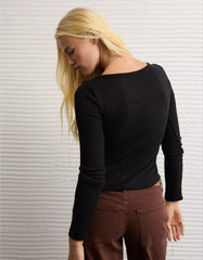 AE Waffle Long Sleeve Button-Up Tee