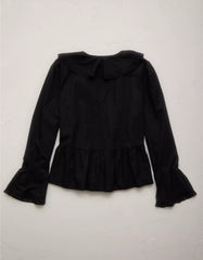 AE77 Ruffled V-Neck Blouse