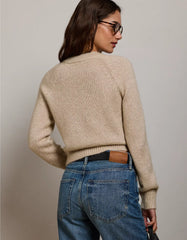 AE77 Sparkle Shrunken Crew Neck Sweater