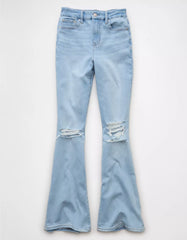 AE Next Level Curvy Ripped Super High-Waisted Flare Jean