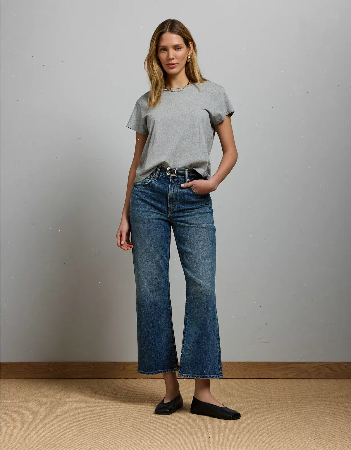 AE77 Premium Bootcut Crop Jean