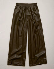 AE77 Vegan Leather Pull On Pant