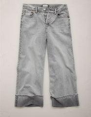 AE77 Premium Wide Crop Cuff Jean