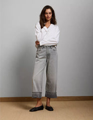 AE77 Premium Wide Crop Cuff Jean