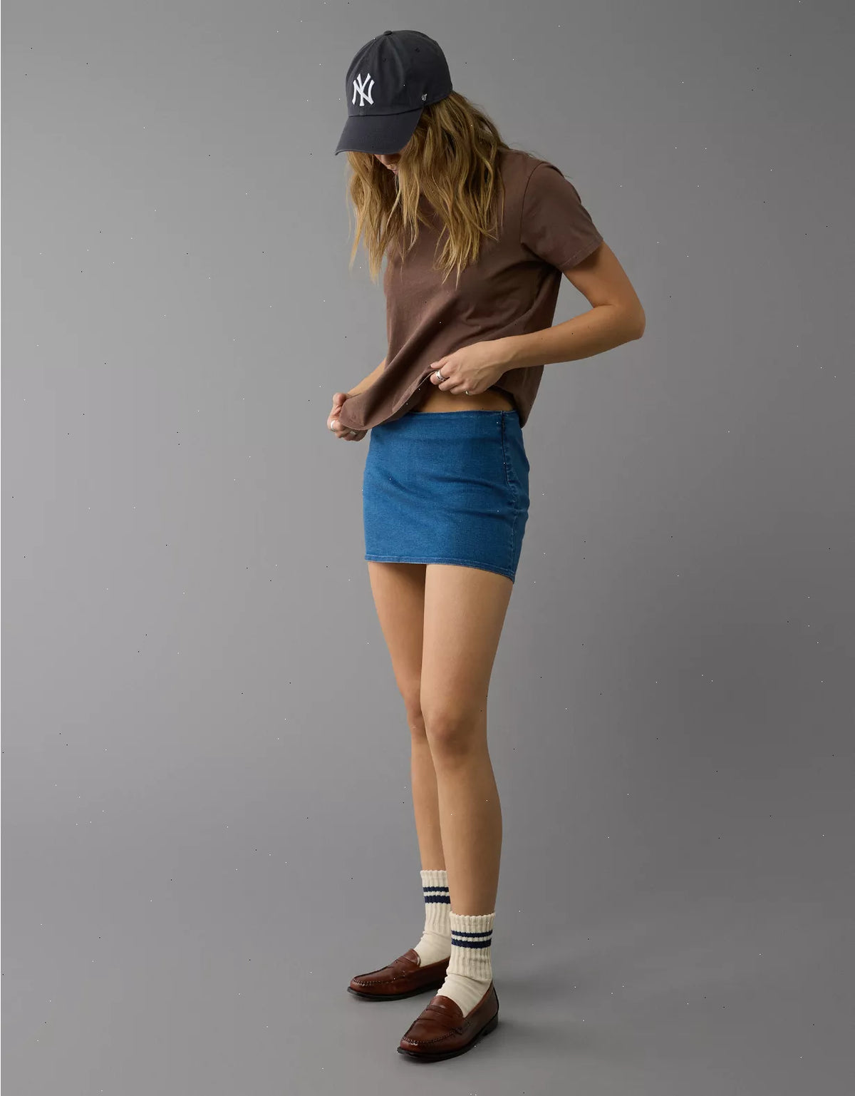 AE Next Level Low-Rise Denim Micro Skort