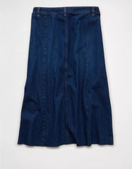 AE Low-Rise A-Line Denim Midi Skirt